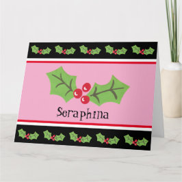 Personlig jul Holly & Berries Kort