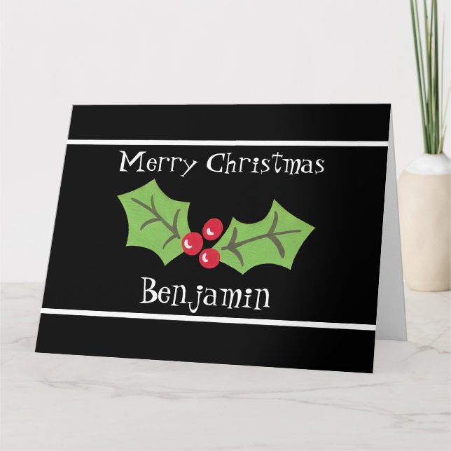 Personlig jul Holly & Berries Kort (Framsida)