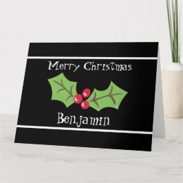 Personlig jul Holly & Berries Kort