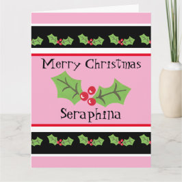 Personlig jul Holly & Berries Kort