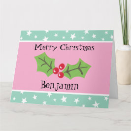 Personlig jul Holly & Berries Kort