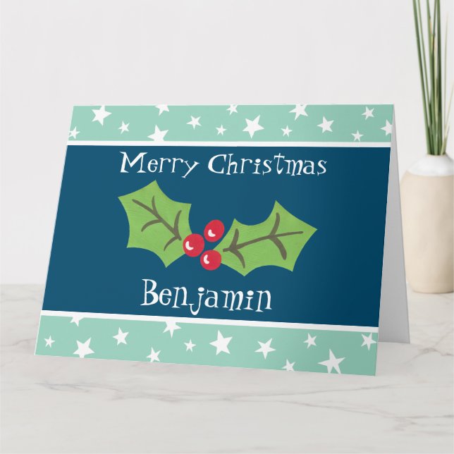 Personlig jul Holly & Berries Kort (Framsida)