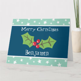 Personlig jul Holly & Berries Kort