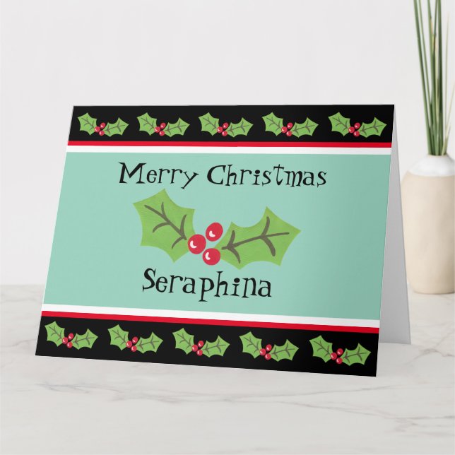 Personlig jul Holly & Berries Kort (Framsida)