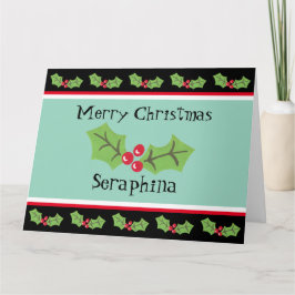 Personlig jul Holly & Berries Kort