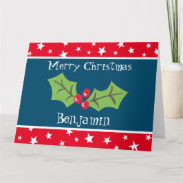 Personlig jul Holly & Berries Kort