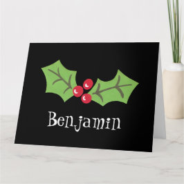 Personlig jul Holly & Berries Kort