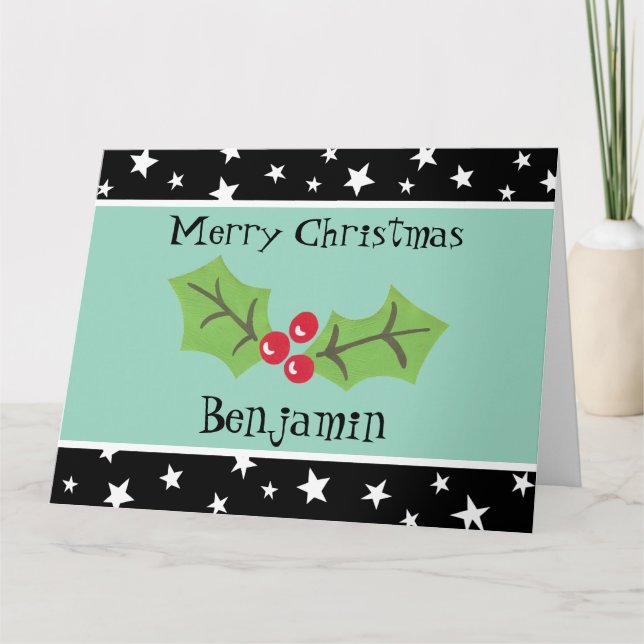 Personlig jul Holly & Berries Kort (Framsida)