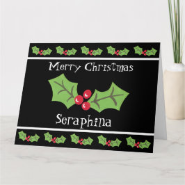 Personlig jul Holly & Berries Kort