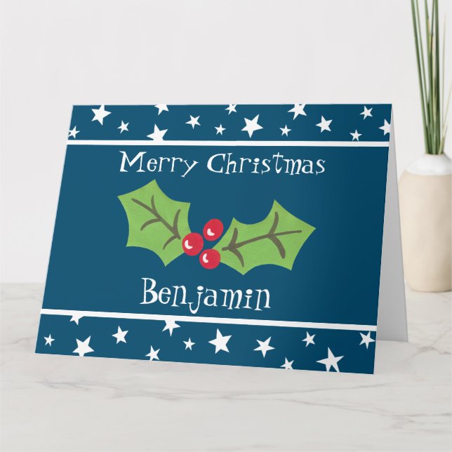 Personlig jul Holly & Berries Kort (Framsida)