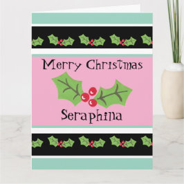 Personlig jul Holly & Berries Kort