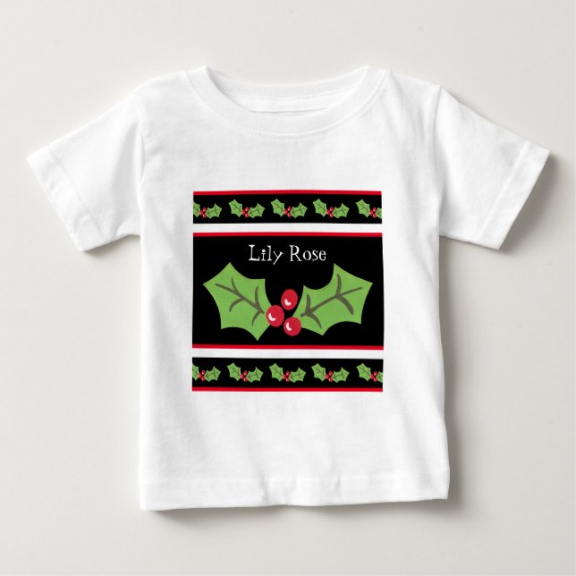Personlig jul Holly & Berries T Shirt (Framsida)