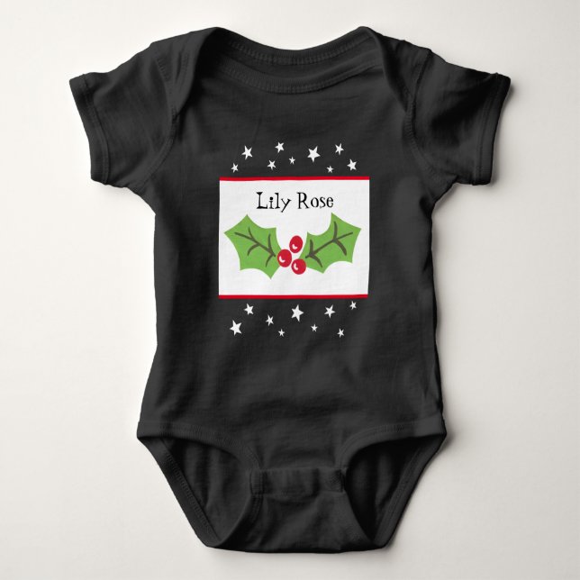 Personlig jul Holly & Berries T Shirt (Framsida)