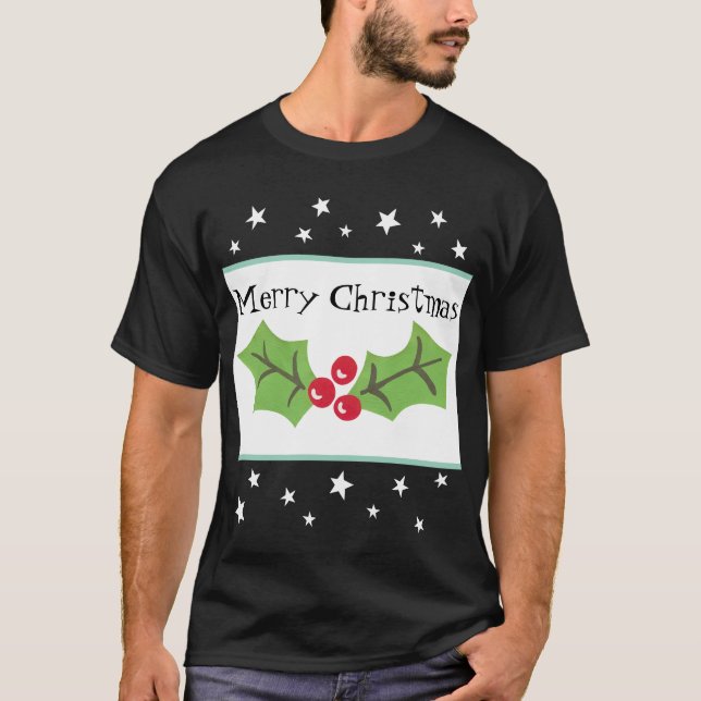 Personlig jul Holly & Berries T Shirt (Framsida)