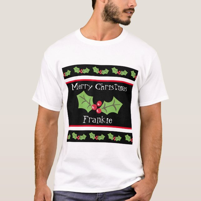 Personlig jul Holly & Berries T Shirt (Framsida)