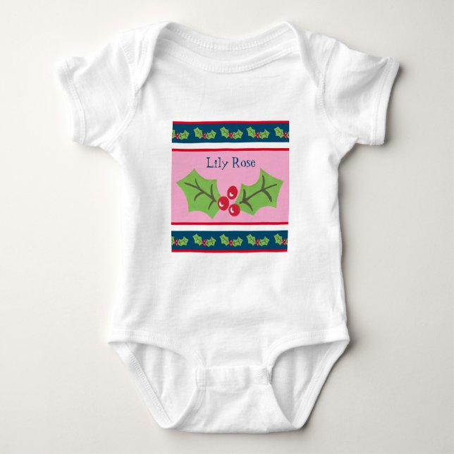 Personlig jul Holly & Berries T Shirt (Framsida)