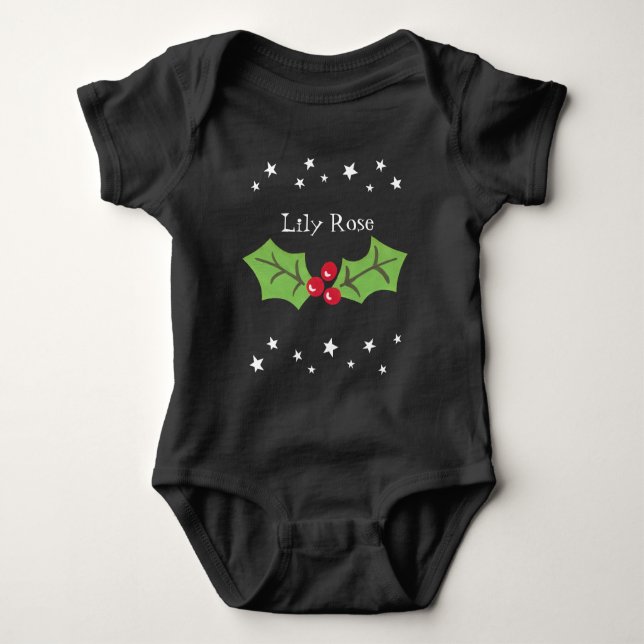 Personlig jul Holly & Berries T Shirt (Framsida)