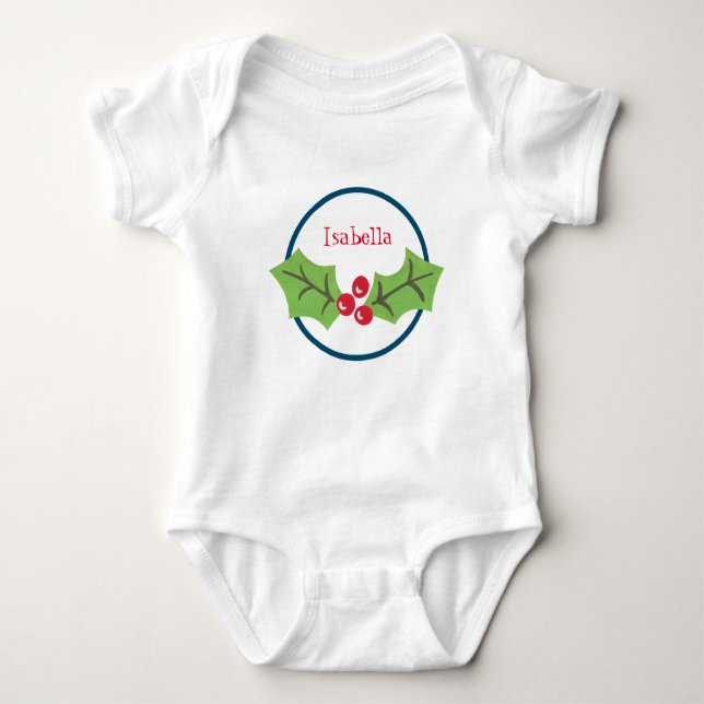 Personlig jul Holly & Berries T Shirt (Framsida)