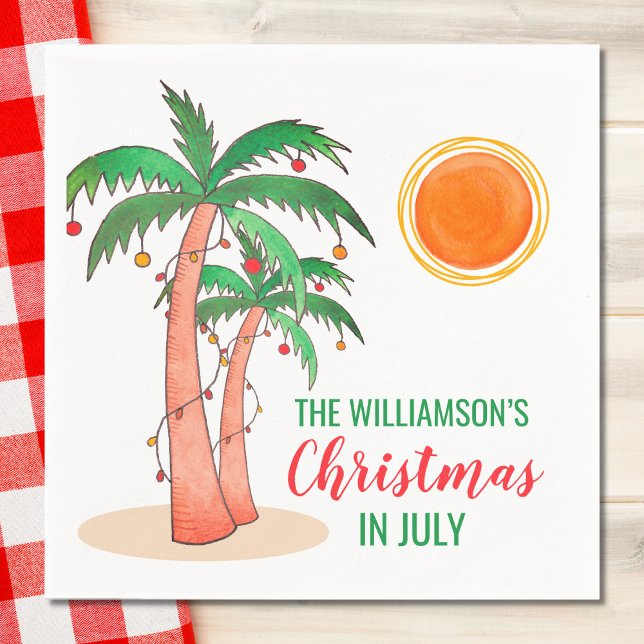 Personlig jul i juli i Handflatan Träd Pappersservett (Skapare uppladdad)