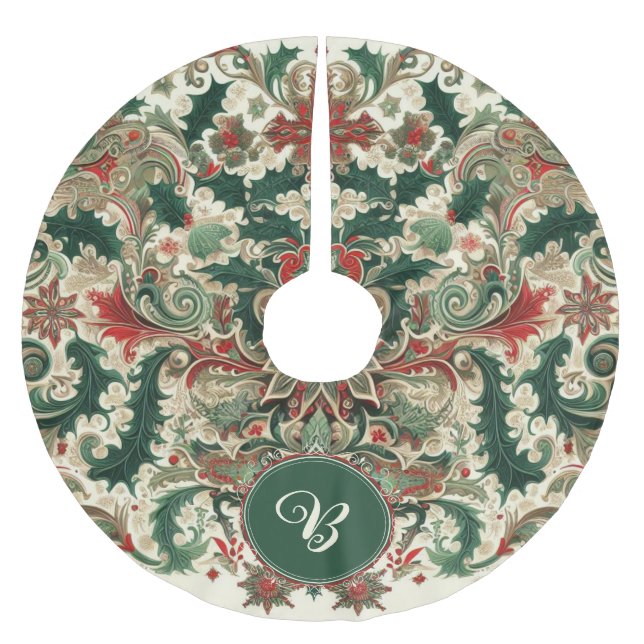Personlig jul i victoriansk/klassisk/nostalgisk st julgransmatta borstad polyester (Framsidan)