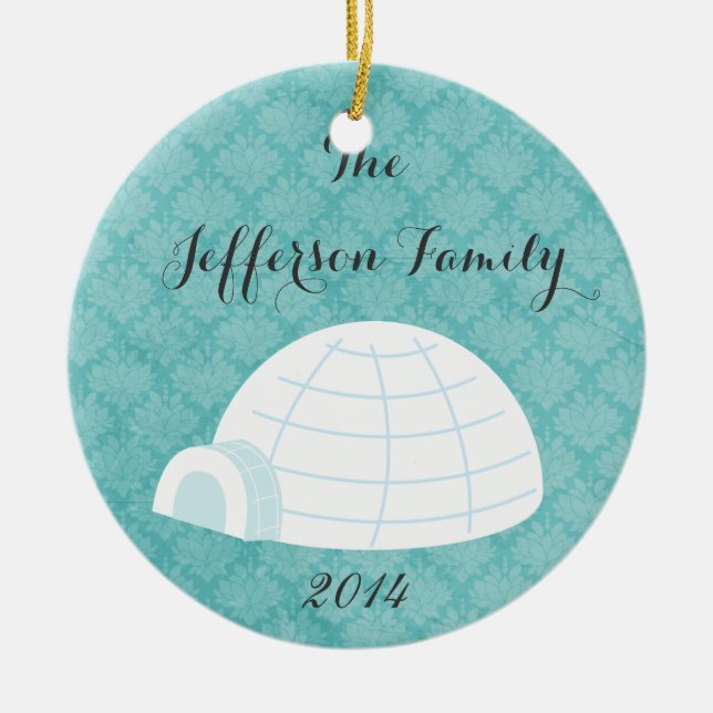 Personlig Jul Igloo-familjen Ornament (Framsidan)
