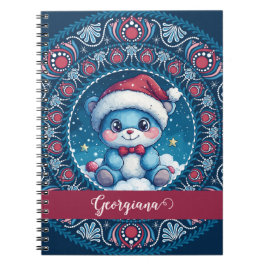 Personlig Jul Kawaii Bear Dot Mandala Anteckningsbok