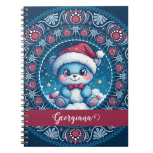 Personlig Jul Kawaii Bear Dot Mandala Anteckningsbok