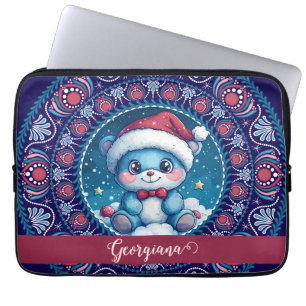 Personlig Jul Kawaii Bear Dot Mandala Laptop Fodral