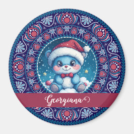 Personlig Jul Kawaii Bear Dot Mandala Magnet