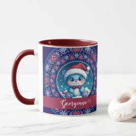 Personlig Jul Kawaii Bear Dot Mandala Mugg