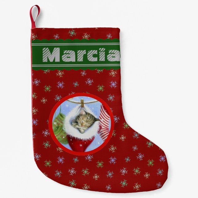 Personlig Jul Kitten Liten Julstrumpa (Framsidan)