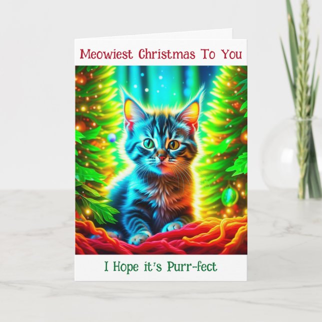 Personlig Jul Kitten och Gott nytt år Kort (Framsida)