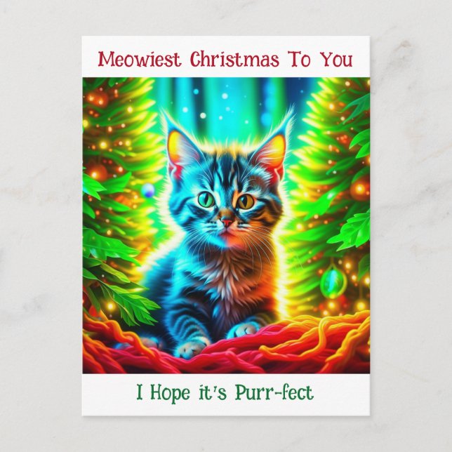 Personlig Jul Kitten och Gott nytt år Vykort (Framsida)