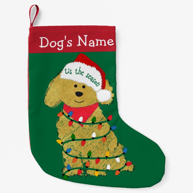 Personlig jul Ljus Goldendoodle Liten Julstrumpa (Framsidan)