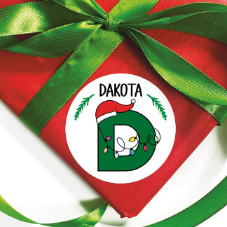 Personlig jul Ljus Initial Sticker Runt Klistermärke