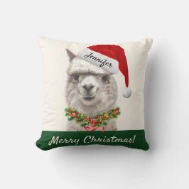 Personlig jul Llama Smiles Dekorativ kudde