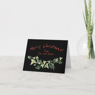 Personlig jul med botanisk julträd och murgröna helgkort