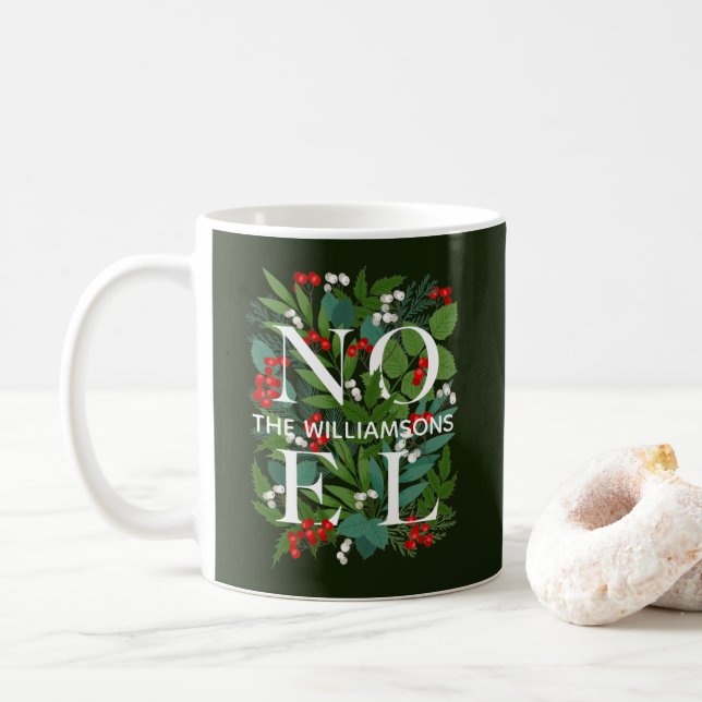 Personlig jul med efternamn NOEL Kaffemugg (Med munk)