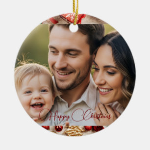 Personlig jul med familjefoto julgransprydnad keramik