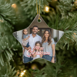 Personlig jul med familjenamn & foto julgransprydnad keramik