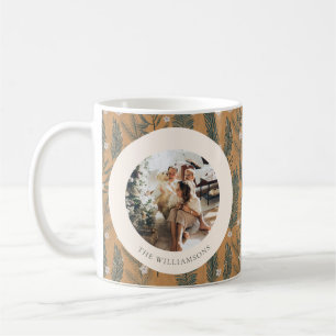 Personlig jul med foto i rustik skogstema med tall kaffemugg