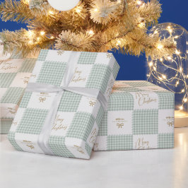 Personlig jul med salvia grön rutig design presentpapper