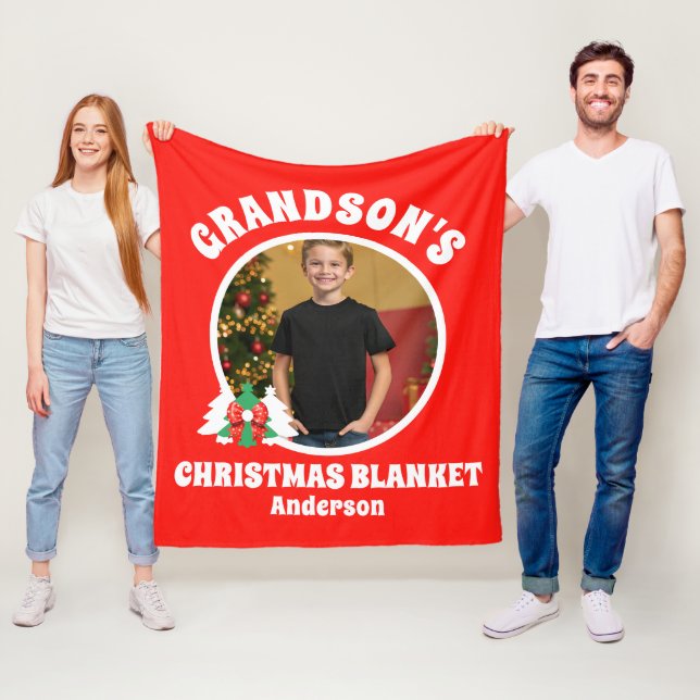 Personlig jul med sonsons foto fleecefilt (På plats)