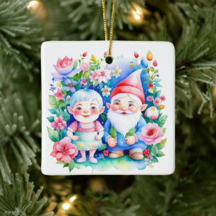 Personlig jul Mr. och Clause Gnomes Julgransprydnad Keramik