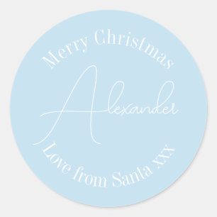 Personlig jul Namn Gift Märkre Himmel Blue Runt Klistermärke
