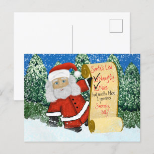 Personlig Jul Naughty Nice Santa's List Vykort