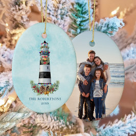 Personlig Jul Nautical Lighthouse Photo Julgransprydnad Keramik