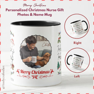 Personlig Jul Nurse Gift Photos & Namn Mugg