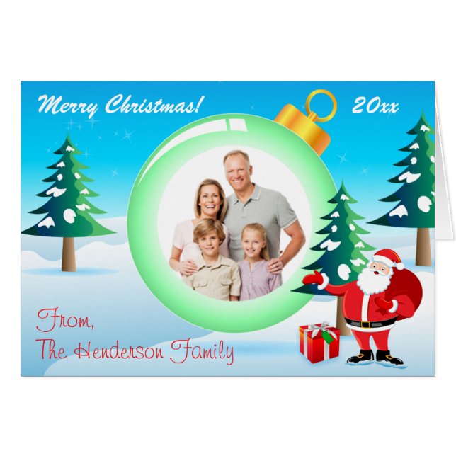 Personlig Jul - Ornament Fotokort 2 Hälsningskort (Framsidan Horizontal)