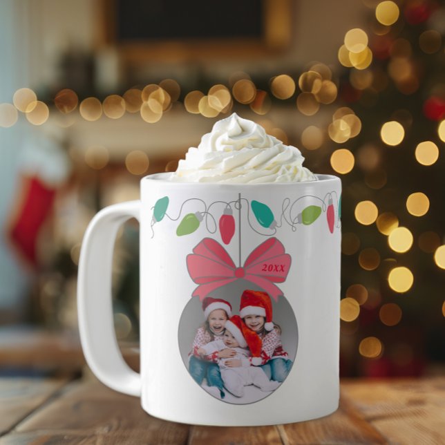 Personlig Jul Ornament Photo Mugg (Family Photo Christmas Mug Keepsake)
